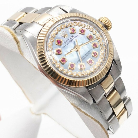 Rolex 18k Gold Ruby Diamond Ladies Watch - Picture 2 of 4